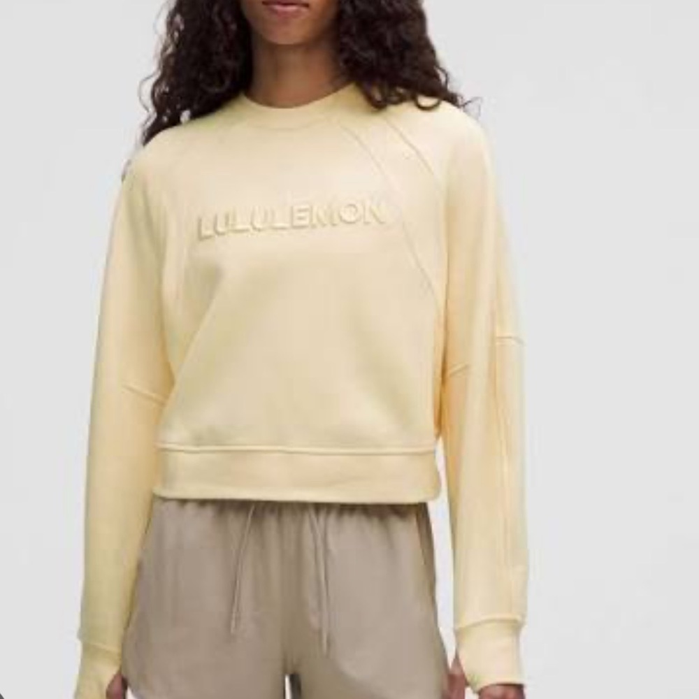 Lululemon Scuba Oversized Pullover Wordmark Logo Sweatshirt Butter Cream XS/S